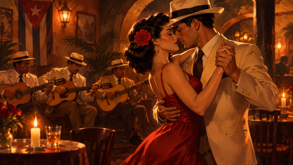 historia del bolero - pareja bailando en salón cubano vintage historia del bolero - pareja bailando en salón cubano vintage